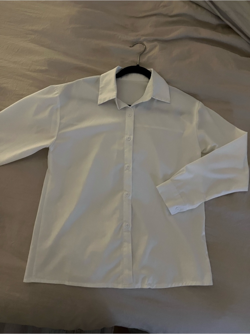 Women's White Button-Down Shirt - Classic Collared Long Sleeve